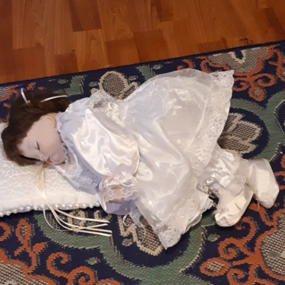 Doll baby Sleeping Heirloom Ceramic and material weighted